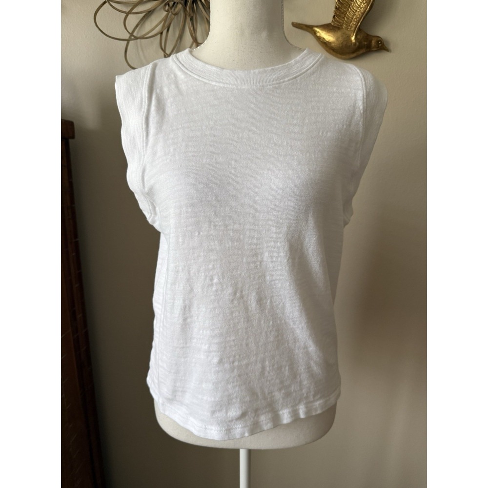 Faherty Sunwashed Organic Muscle Tank Women S White 100% Cotton Sleeveless